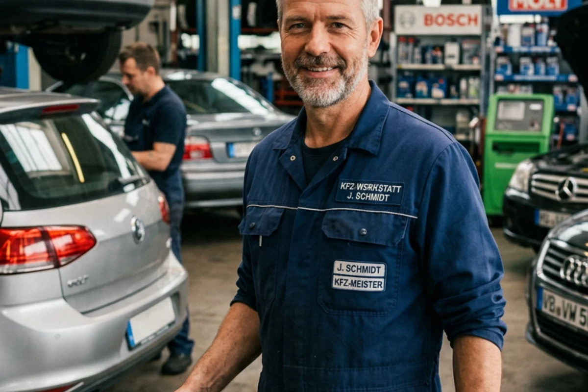 KFZ-Meister Gregori Alexatos in der Werkstatt Berlin-Charlottenburg